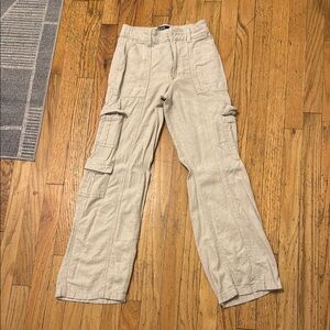 High-Rise Beige Hollister Cargo Pants